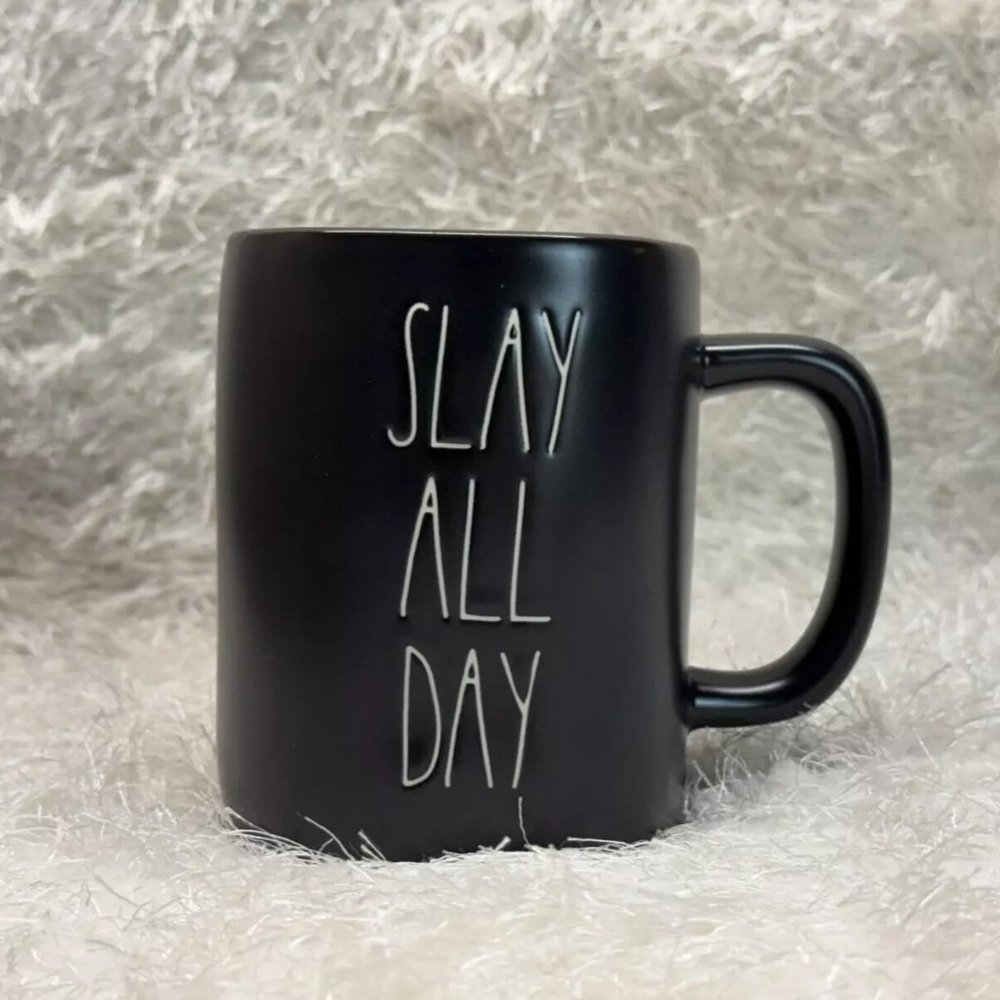 Rae Dunn "SLAY ALL DAY" Black Cera Coffee Tea Mug 16 Oz - 2020 Limited Edition